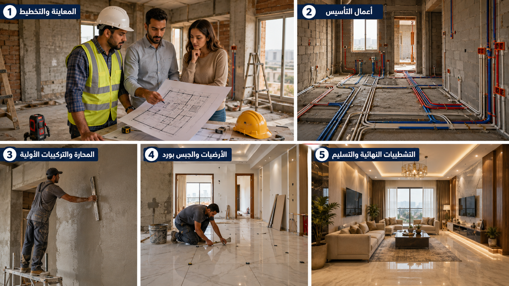 مراحل التشطيبات خطوة بخطوة