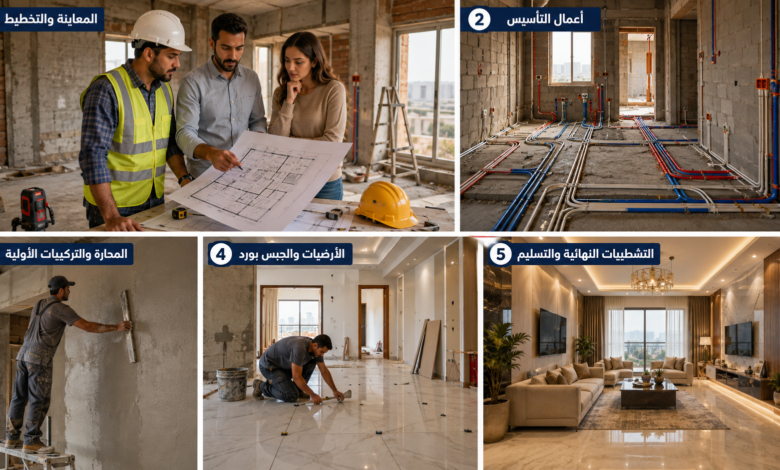مراحل التشطيبات خطوة بخطوة