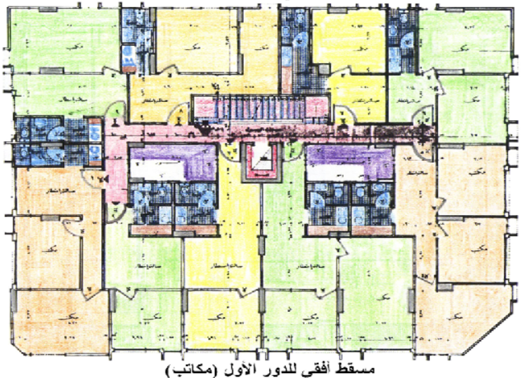 مسقط أفقي للدور الأول - مكاتب