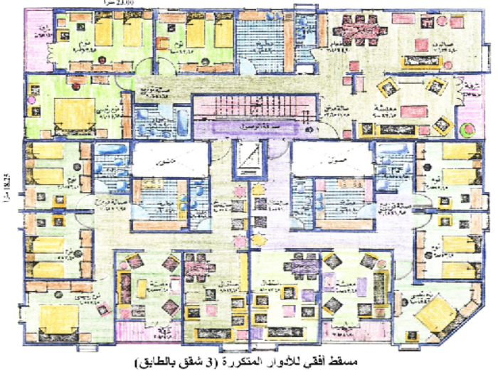 مسقط أفقي للأدوار المتكررة (الثاني حتى التاسع)