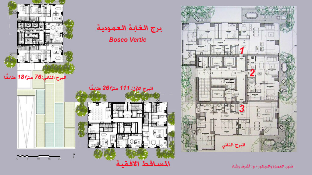 المساقط-الافقية لناطحة السحاب التي تنفست الطبيعة