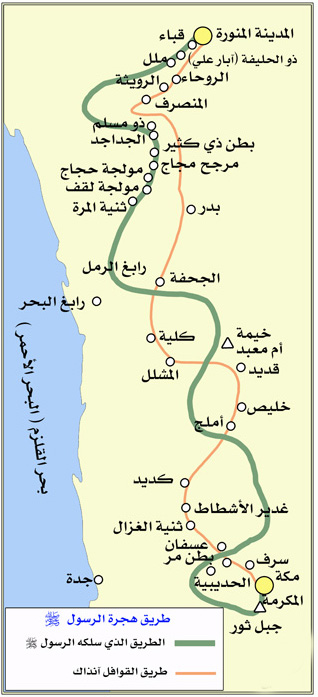 طريق هجرة الرسول للمدينة
