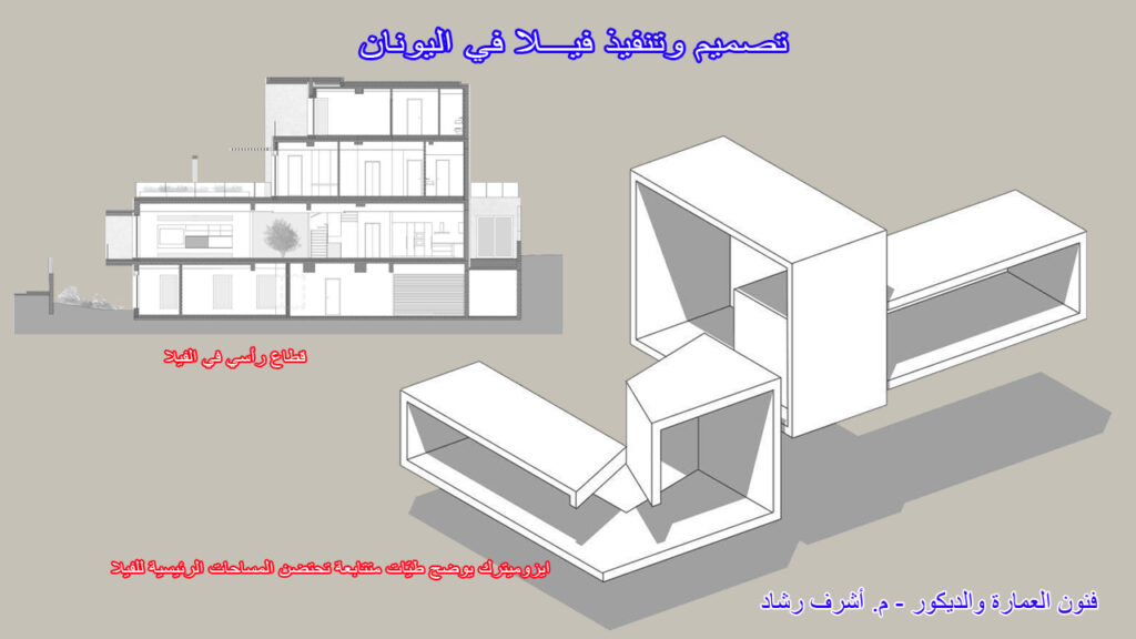 ايزوميترك وقطاع في الفيلا رقم 13 باليونان
