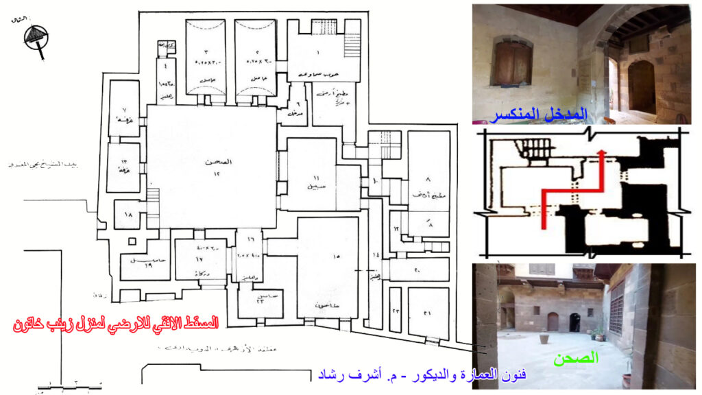 المسقط الافقي للدور الارضي لمنزل زينب خاتون
