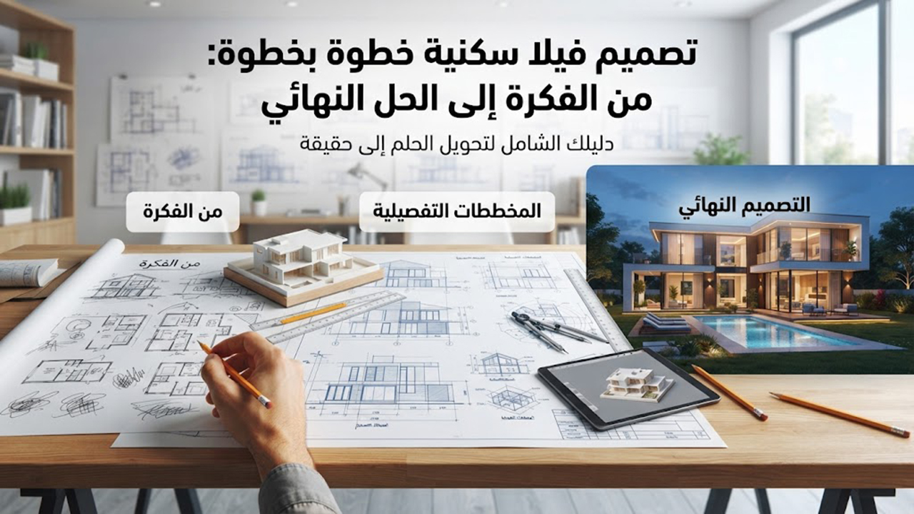 تصميم فيلا سكنية خطوة بخطوة