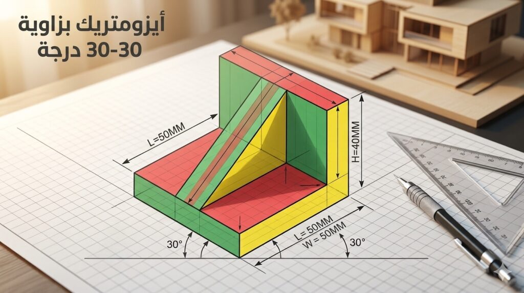 الأيزومتريك المتناظر 30-30
تفكيك شفرة الأيزومتريك واستنتاج المساقط المعمارية