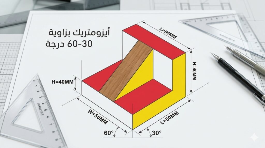 Isometric 30°-60°
تفكيك شفرة الأيزومتريك واستنتاج المساقط المعمارية